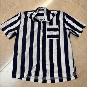 Urban Outfitters Striped Button-Up Shirt – Navy/White (Size M)
